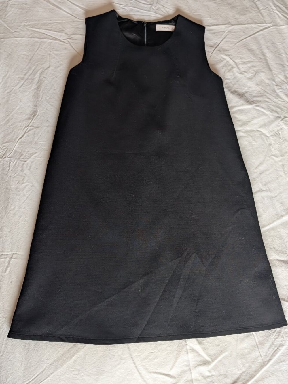 SUISTUDIO NWOT Black 91% Wool Tailored Mini Shift Dress Lined Size 34